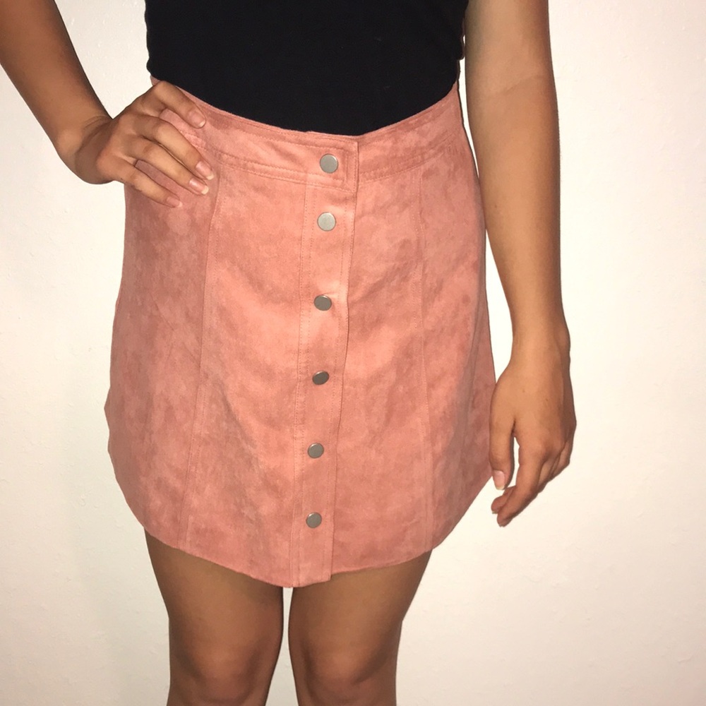 Pink button down skirt